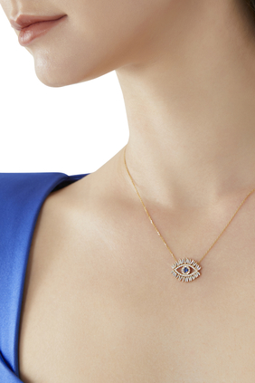 Evil Eye Necklace, 18k Yellow Gold
